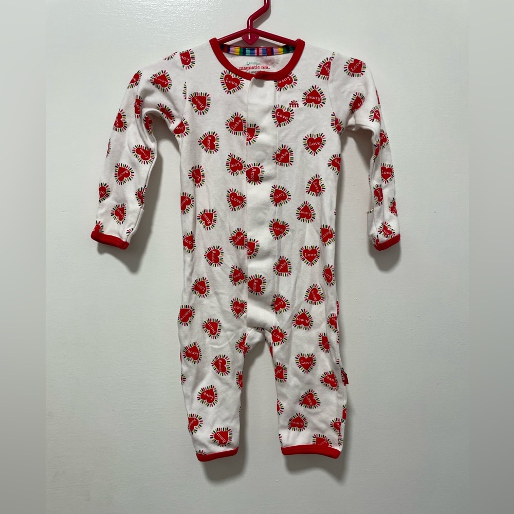 Magnetic me Charming Red and White Kids Footie pajama